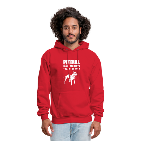 Pitbull Make Me Happy You Not So Much Men's Hoodie - red