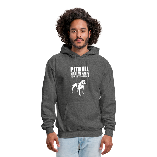 Pitbull Make Me Happy You Not So Much Men's Hoodie - charcoal gray