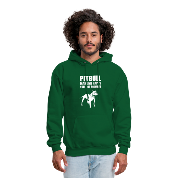 Pitbull Make Me Happy You Not So Much Men's Hoodie - forest green