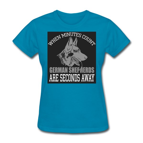 When Minutes Count German Shepherds Are Seconds Away Women's T-Shirt - turquoise