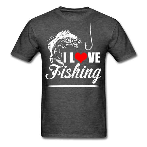 I Love Fishing Men's T-Shirt - heather black