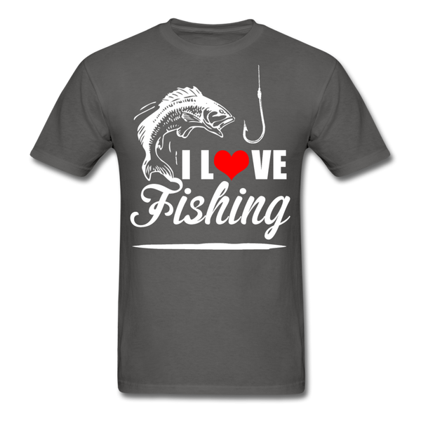 I Love Fishing Men's T-Shirt - charcoal