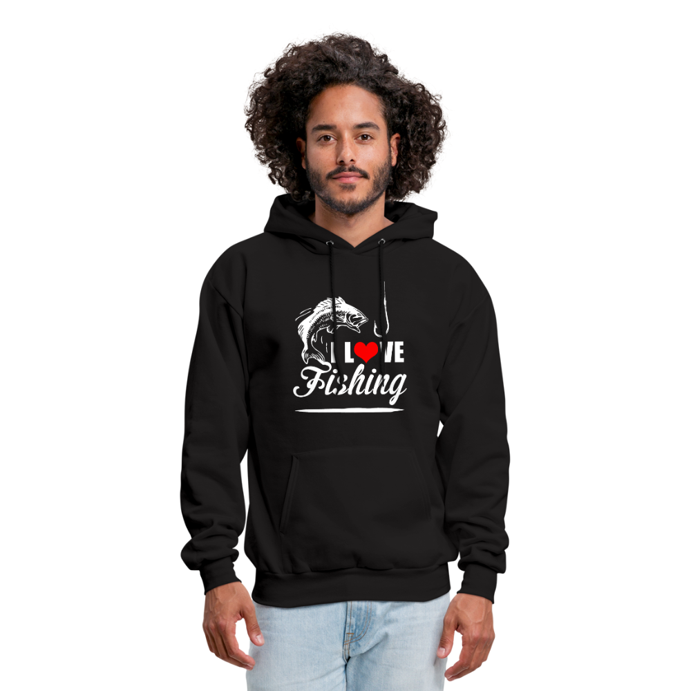 I Love Fishing Men's Hoodie - black