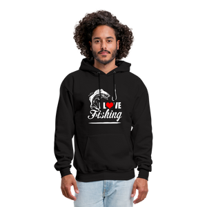 I Love Fishing Men's Hoodie - black