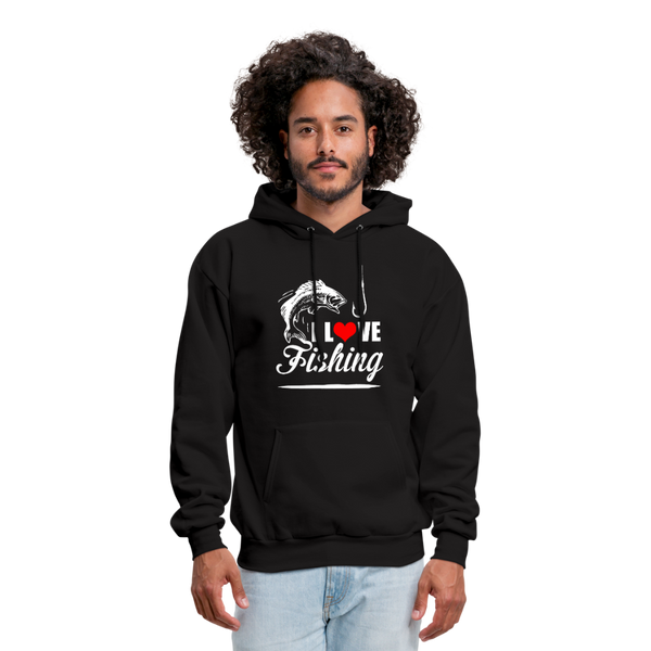 I Love Fishing Men's Hoodie - black