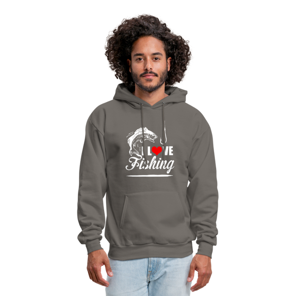 I Love Fishing Men's Hoodie - asphalt gray