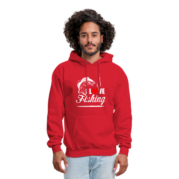 I Love Fishing Men's Hoodie - red