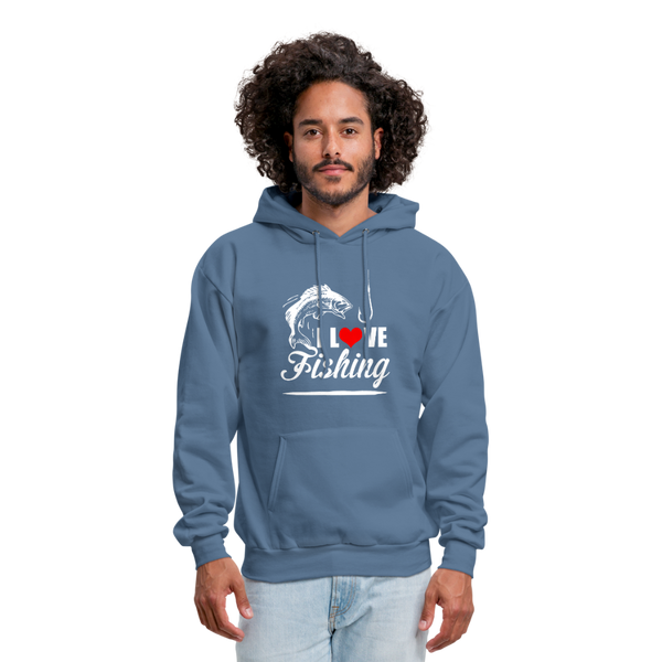 I Love Fishing Men's Hoodie - denim blue