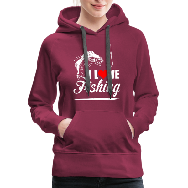 I Love Fishing Women’s Premium Hoodie - burgundy