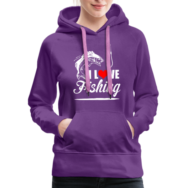 I Love Fishing Women’s Premium Hoodie - purple