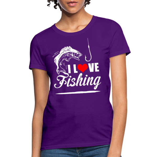 I Love Fishing Women's T-Shirt - purple