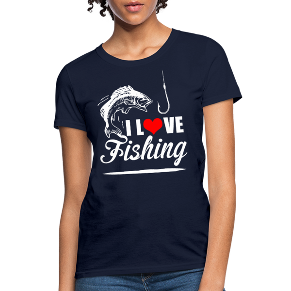 I Love Fishing Women's T-Shirt - navy