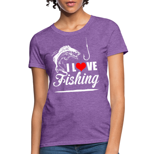 I Love Fishing Women's T-Shirt - purple heather