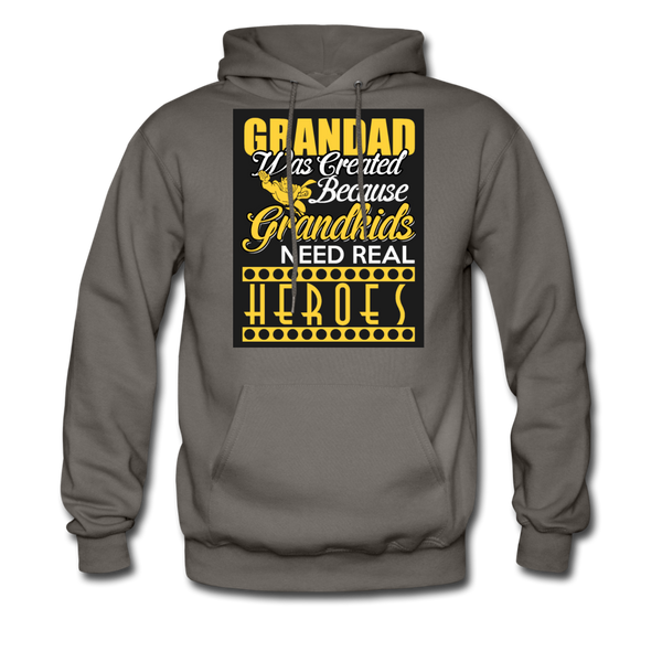 Grandad Was Created Because Grandkids Need Real Heroes Men's Hoodie - asphalt gray