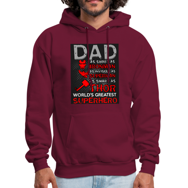 Dad World's Greatest Superhero Men's Hoodie - burgundy