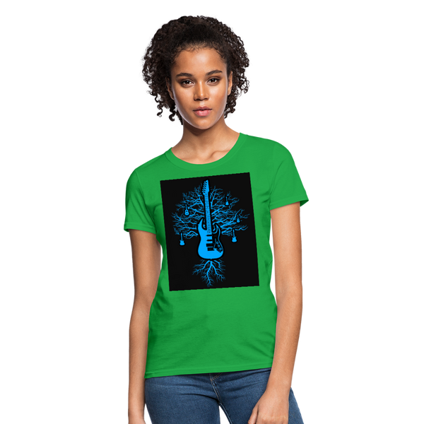 Guitar Tree Of Life Women's T-Shirt - bright green