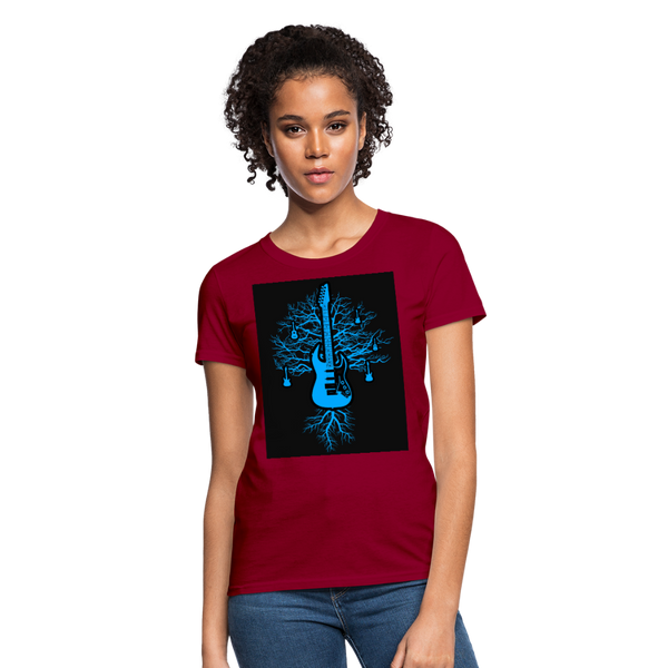 Guitar Tree Of Life Women's T-Shirt - dark red