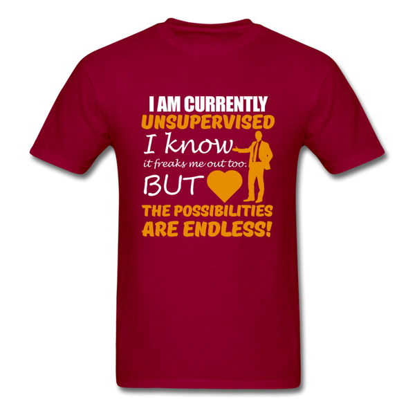 I Am Currently Unsupervised Men's T-Shirt - dark red