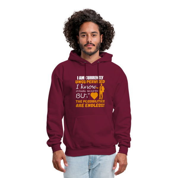 I Am Currently Unsupervised Men's Hoodie - burgundy