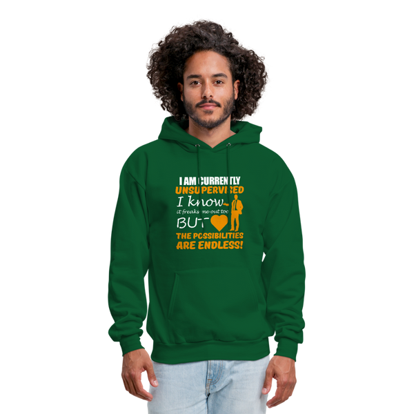 I Am Currently Unsupervised Men's Hoodie - forest green