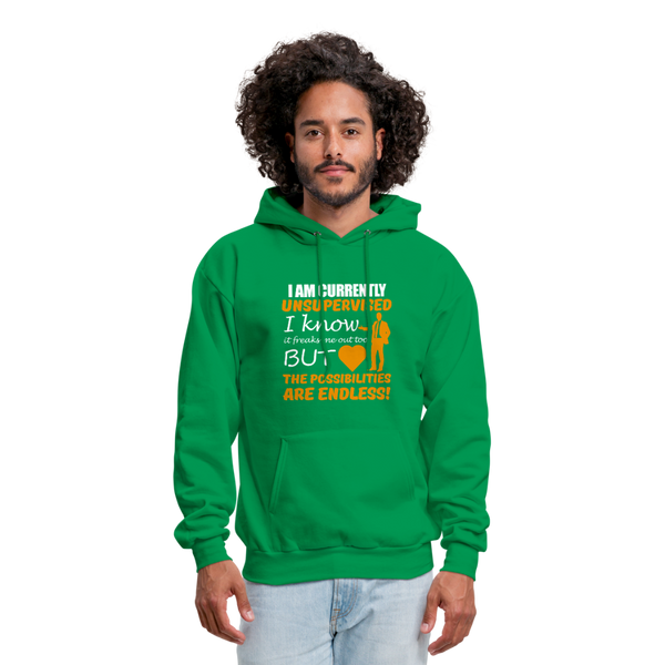 I Am Currently Unsupervised Men's Hoodie - kelly green