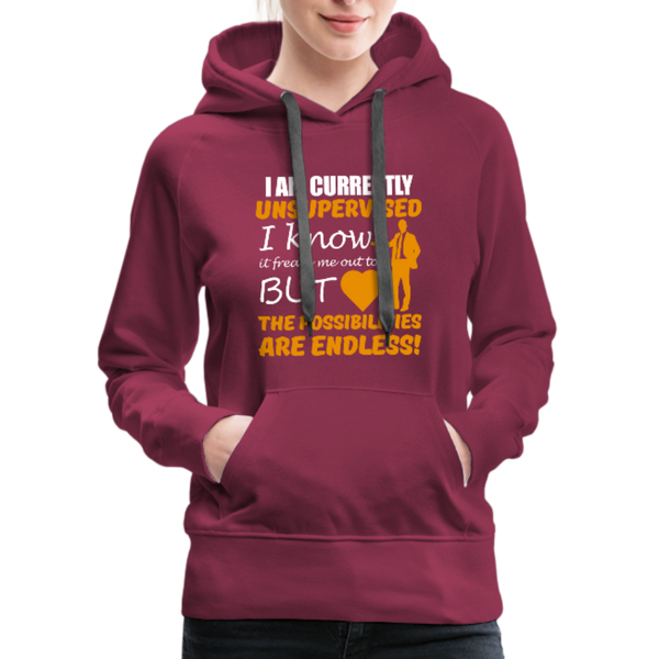 I Am Currently Unsupervised Women’s Premium Hoodie - burgundy