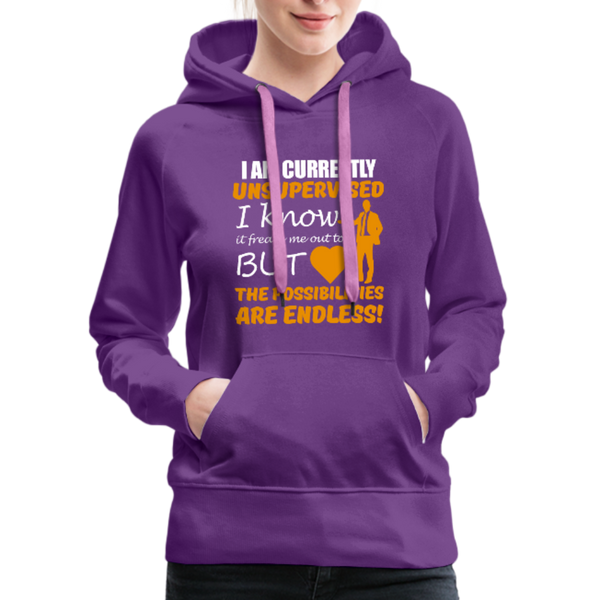 I Am Currently Unsupervised Women’s Premium Hoodie - purple