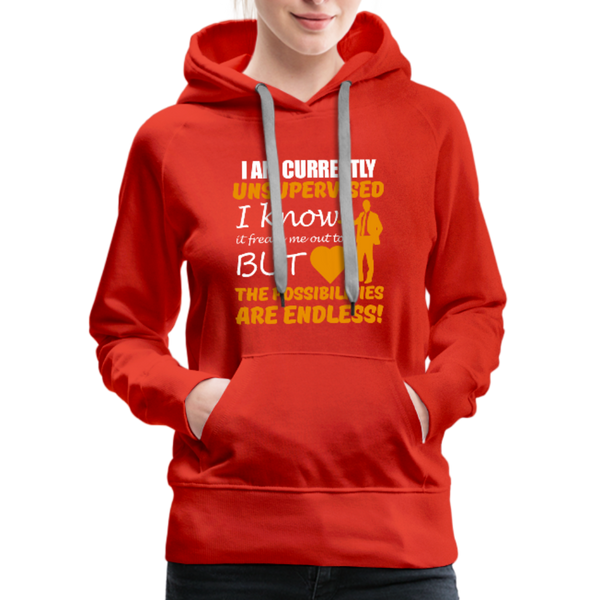 I Am Currently Unsupervised Women’s Premium Hoodie - red