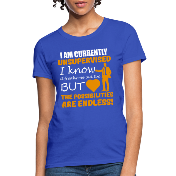 I Am Currently Unsupervised Women's T-Shirt - royal blue