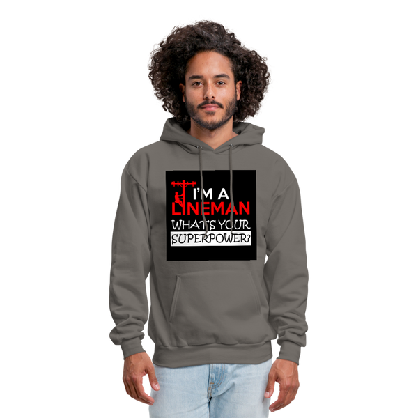 I'm A Lineman What's Your Superpower Men's Hoodie - asphalt gray