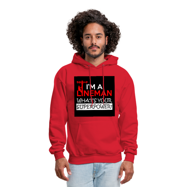 I'm A Lineman What's Your Superpower Men's Hoodie - red