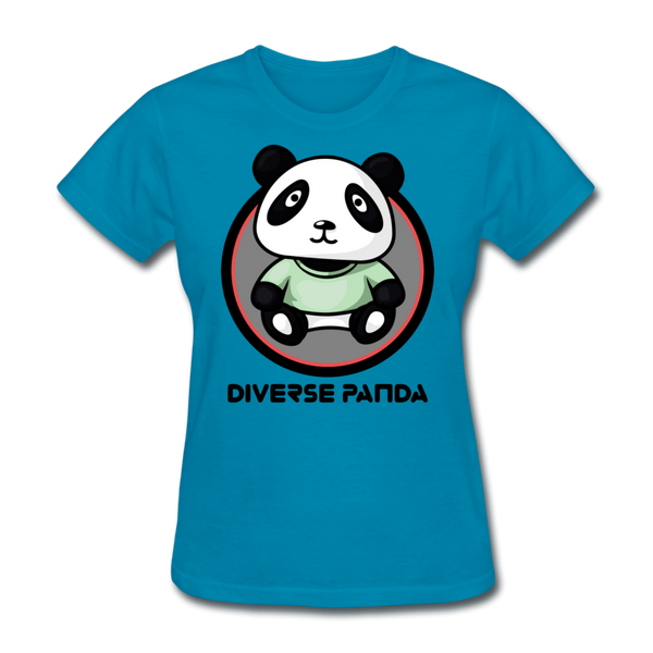 Diverse Panda Purple Glow Themed Women's T-Shirt - turquoise