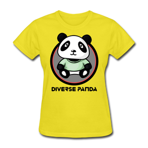 Diverse Panda Purple Glow Themed Women's T-Shirt - yellow