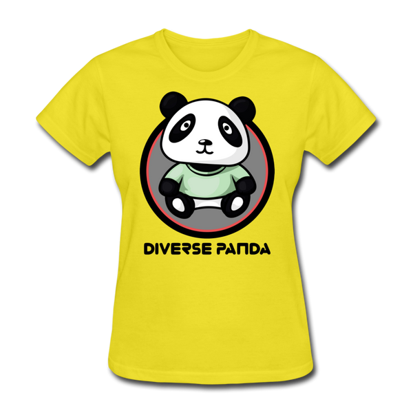 Diverse Panda Purple Glow Themed Women's T-Shirt - yellow