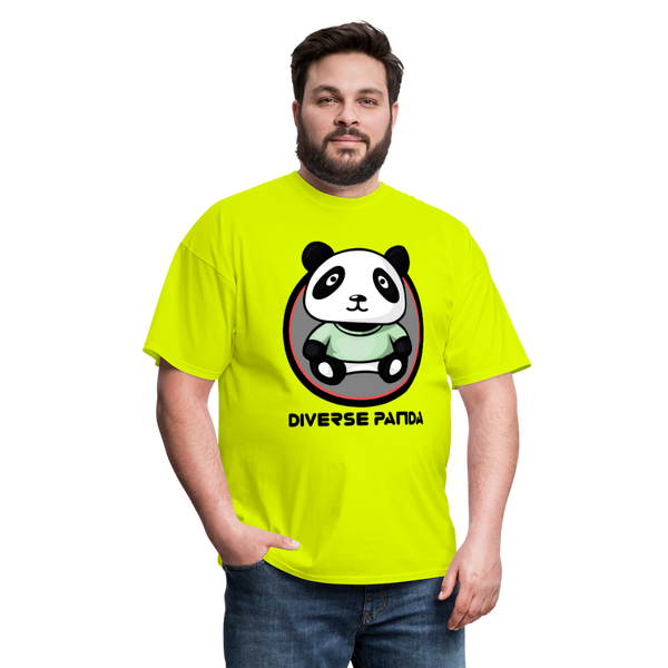 Diverse Panda Purple Glow Themed Men's T-Shirt - safety green