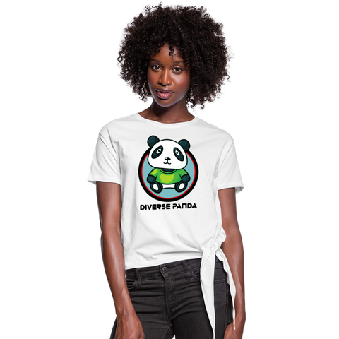 Diverse Panda Greener Theme Women's Knotted T-Shirt - white