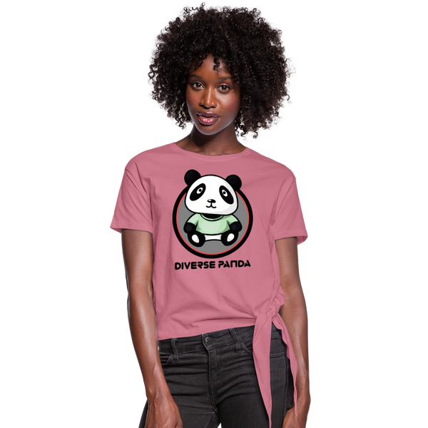 Diverse Panda Purple Glow Women's Knotted T-Shirt - mauve