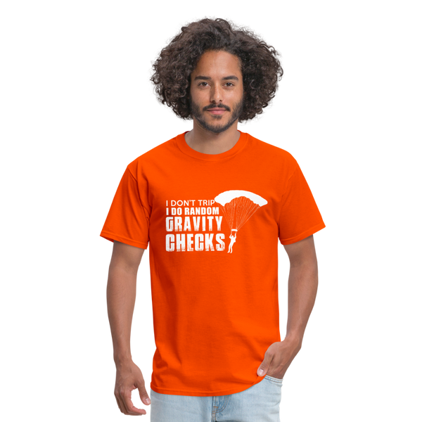 I Don't Trip I Do Random Gravity Checks Men's T-Shirt - orange