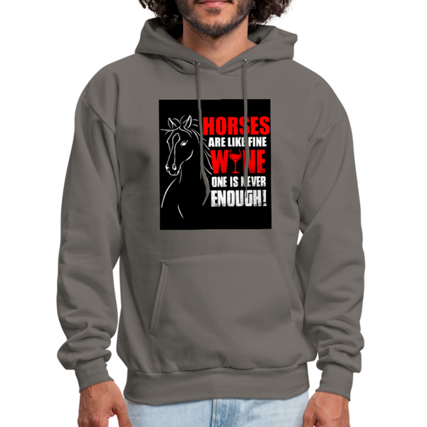 Horses Are Like Wine One Is Never Enough! Men's Hoodie - asphalt gray