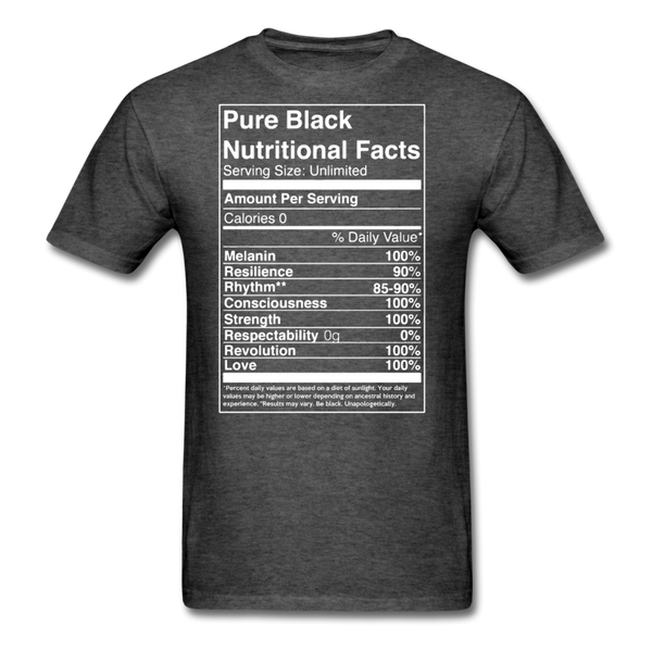 Pure Black Nutritional Facts Men's T-Shirt - heather black