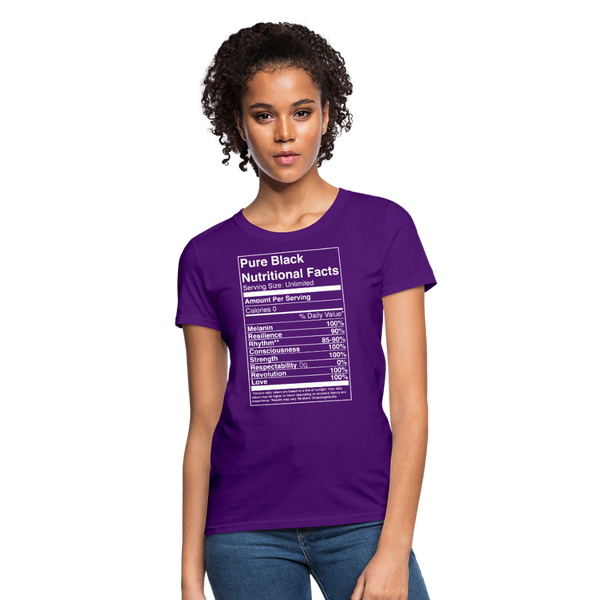 Pure Black Nutritional Facts Women's T-Shirt - purple