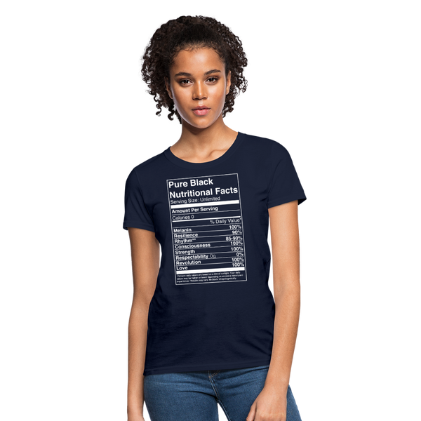 Pure Black Nutritional Facts Women's T-Shirt - navy