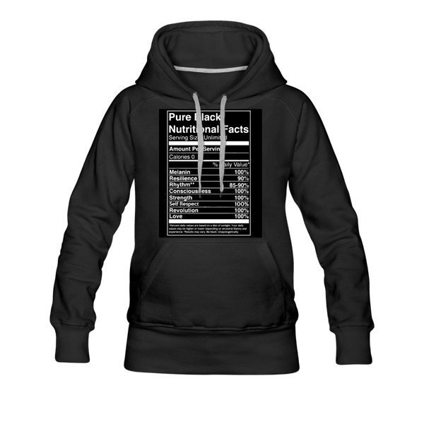 Pure Black Nutritional Facts Women’s Premium Hoodie - black