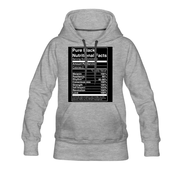 Pure Black Nutritional Facts Women’s Premium Hoodie - heather gray