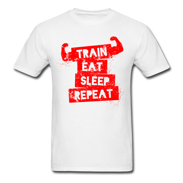 Train Eat Sleep Repeat Men's T-Shirt - white