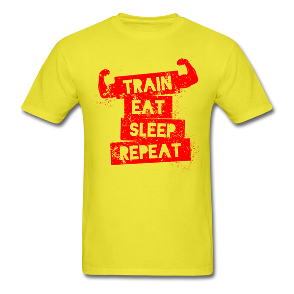 Train Eat Sleep Repeat Men's T-Shirt - yellow
