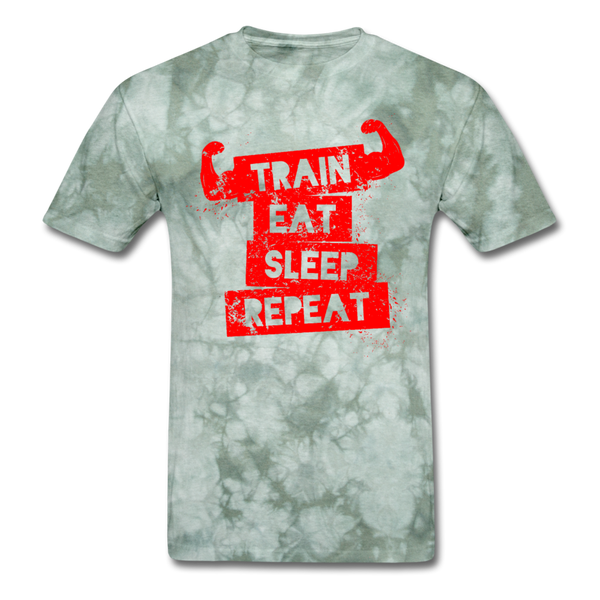 Train Eat Sleep Repeat Men's T-Shirt - military green tie dye