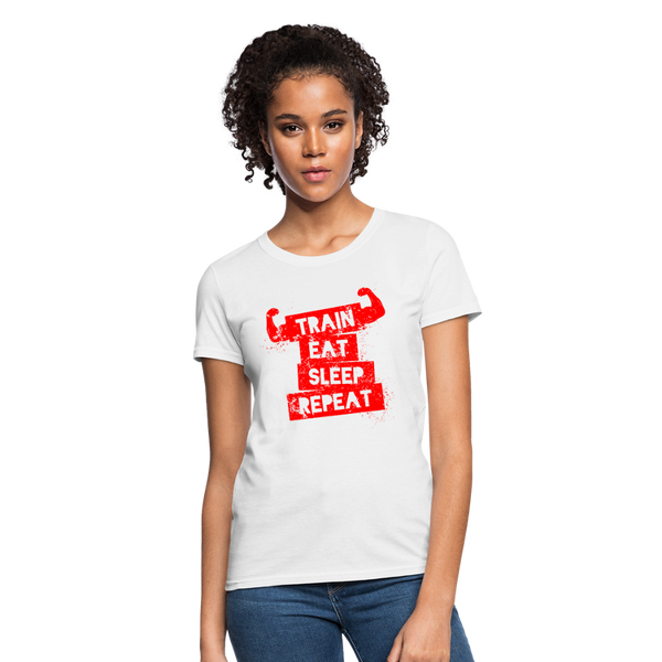 Train Eat Sleep Repeat Women's T-Shirt - white