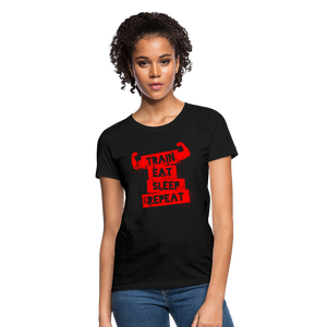 Train Eat Sleep Repeat Women's T-Shirt - black