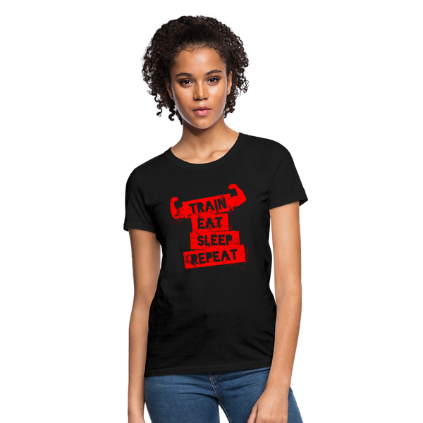 Train Eat Sleep Repeat Women's T-Shirt - black
